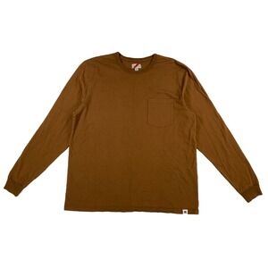 Best Made Co Crew Neck Pocket T-Shirt Long Sleeve Men's XL Brown USA Made